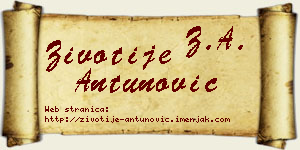 Životije Antunović vizit kartica